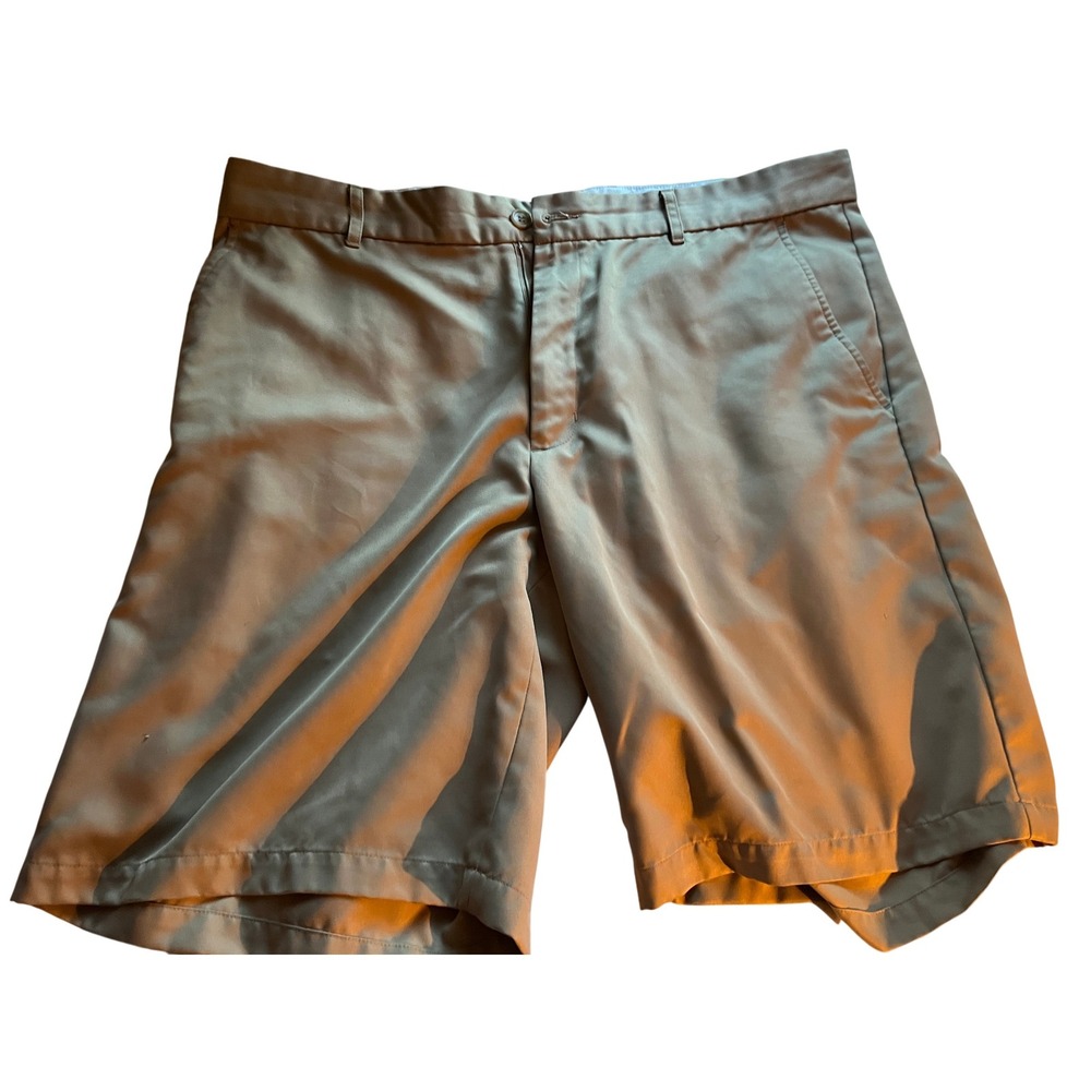 Greg‎ Norman Men's Size 38 Khaki Golf Shorts Polyester Flat Front